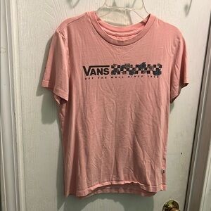 Vans Pink Short Sleeve Tee with Checkered Logo
